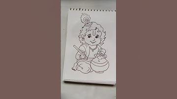 Quick simple and easy drawing of Little krishna eating Makhan/Krishn/Kanhaiya/Kanha/yashoda nandan