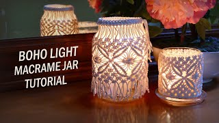 DIY Boho Light - Macrame Jar Cover Tutorial