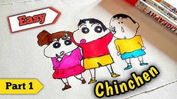 How to draw ShinChan step by step || Color Drawing Shin-Chan Nohara yo yo