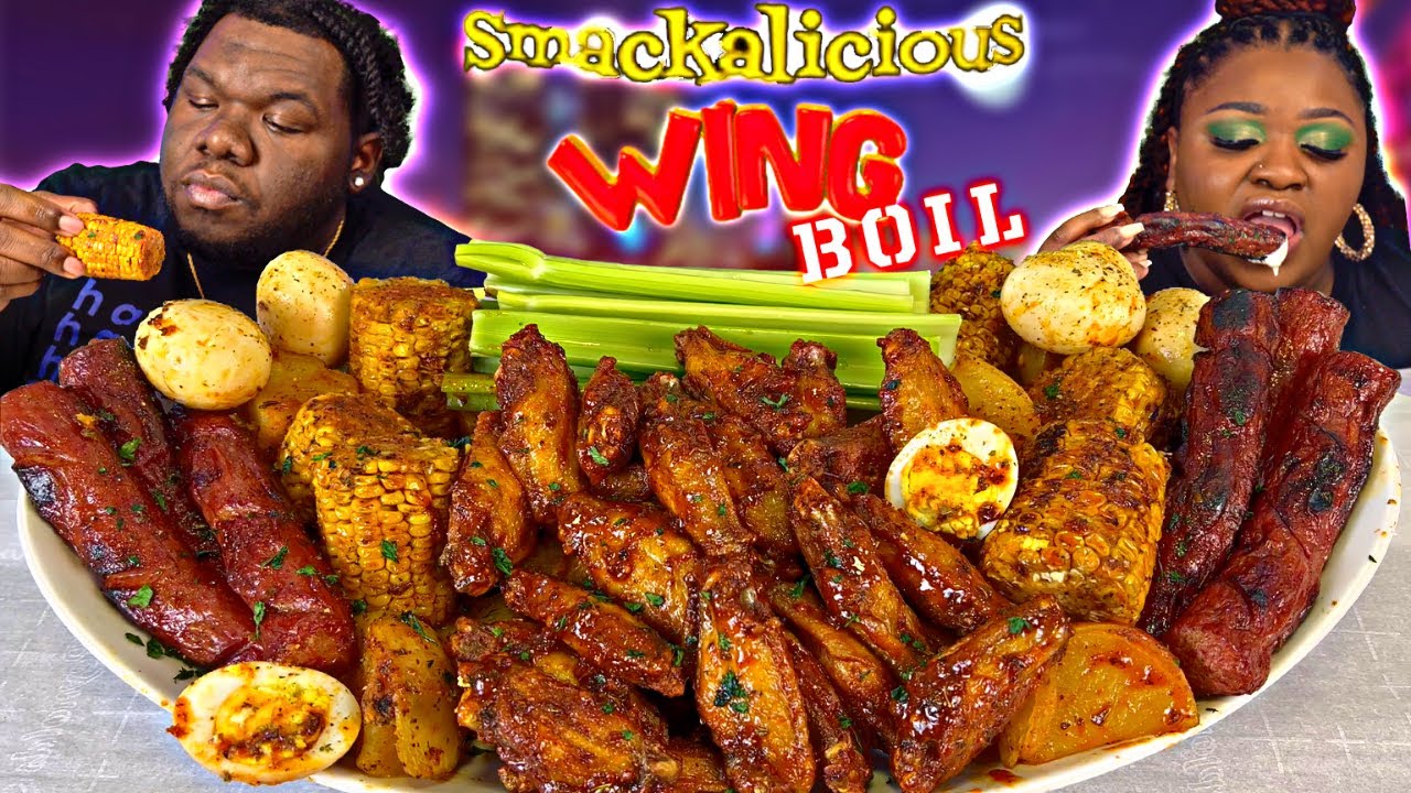 SAUCY HOT WING BOIL W/ @Bloveslife SMACKALICIOUS DANGER 🔥 HOT SAUCE  | MUKBANG EATING SHOW
