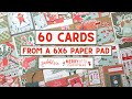 60 Christmas Cards From A 6x6 Paper Pad! | Card Making Process | Pebbles Merry Little Christmas