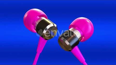 Pink Headphones On A Blue Background | Motion Graphics - Envato elements