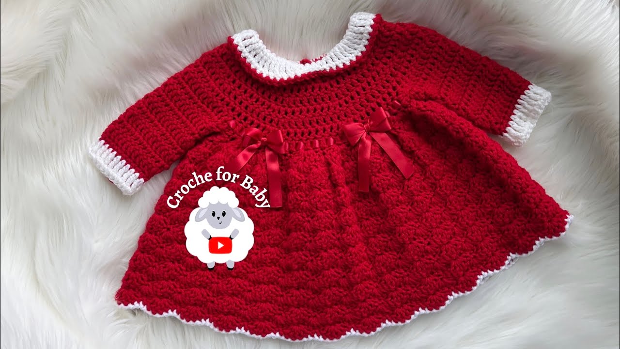 red heart free crochet baby dress patterns The Perfect Baby Frock - Red Holly Dress NEW Crochet Pattern