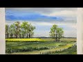 BEGINNERS WATERCOLOR FIELDS &amp; TREES, Paint A LOOSE Watercolour Landscape PAINTING Tutorial, GLAZING
