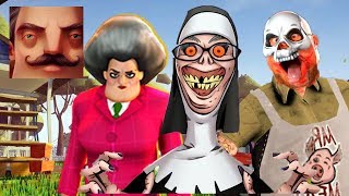 Hello Neighbor - My New Neighbor Evil Nun Scary Teacher Mr Meat FULL HISTORY Gameplay Walkthrough screenshot 4