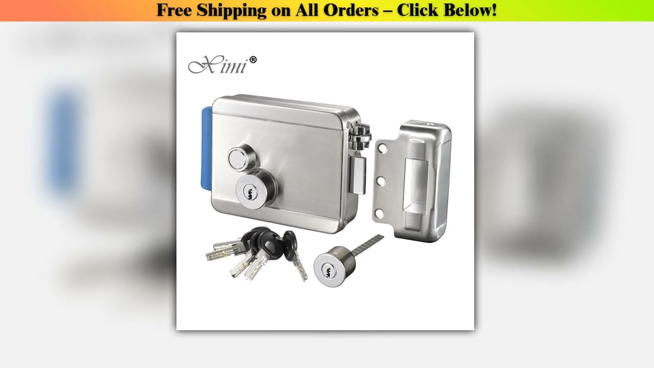 Stainless steel DC12V Electric Rim Lock With Keys for Home Video Intercom Access Control System