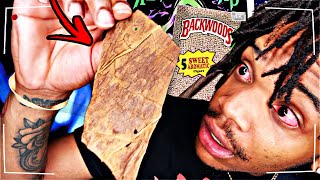 HOW TO ROLL A BACKWOOD EASY 🍃🔥 *WITH STEMS AND HOLES*