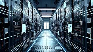 Computer tech working in a server rack