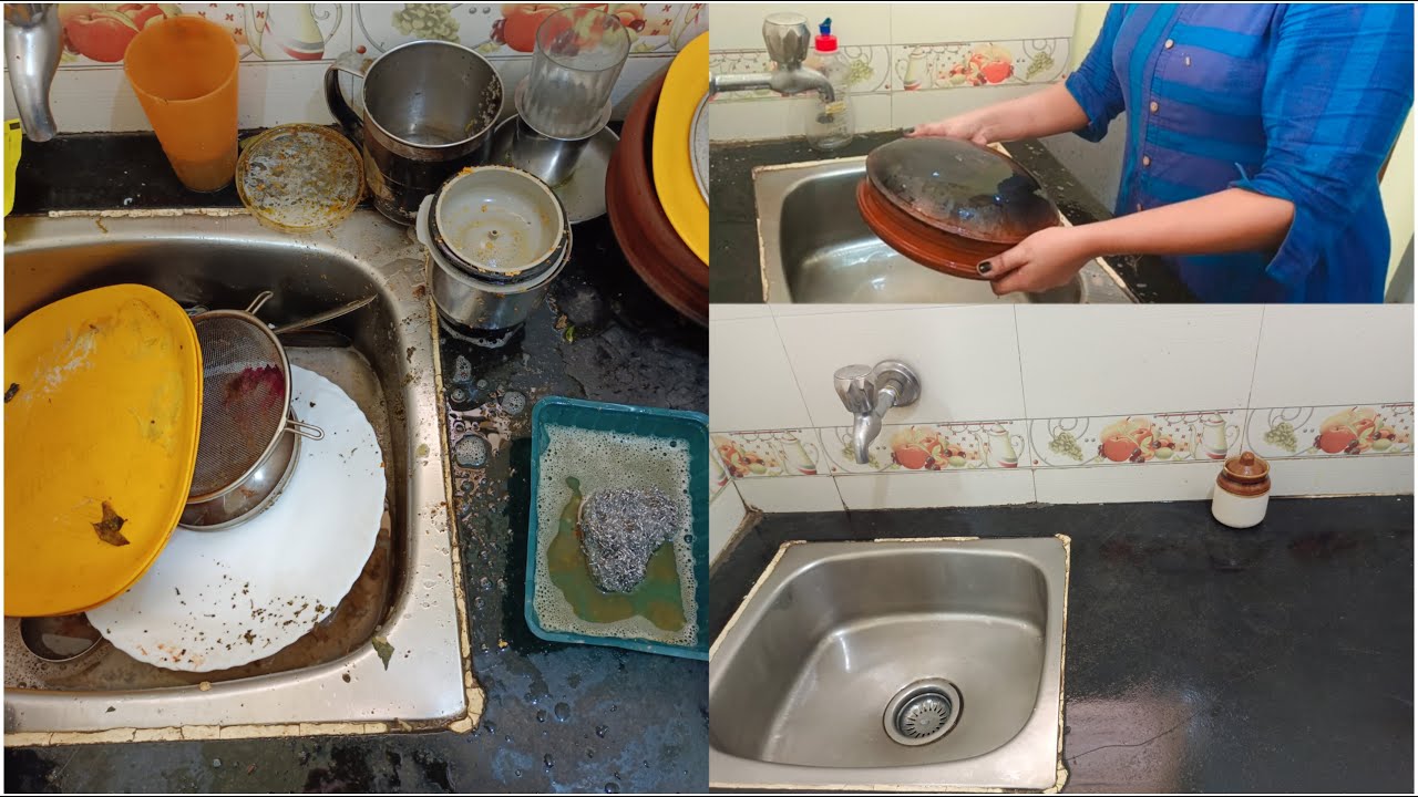 Dirty vessel cleaning after 2 days/kitchen cleaning/cleaning routine