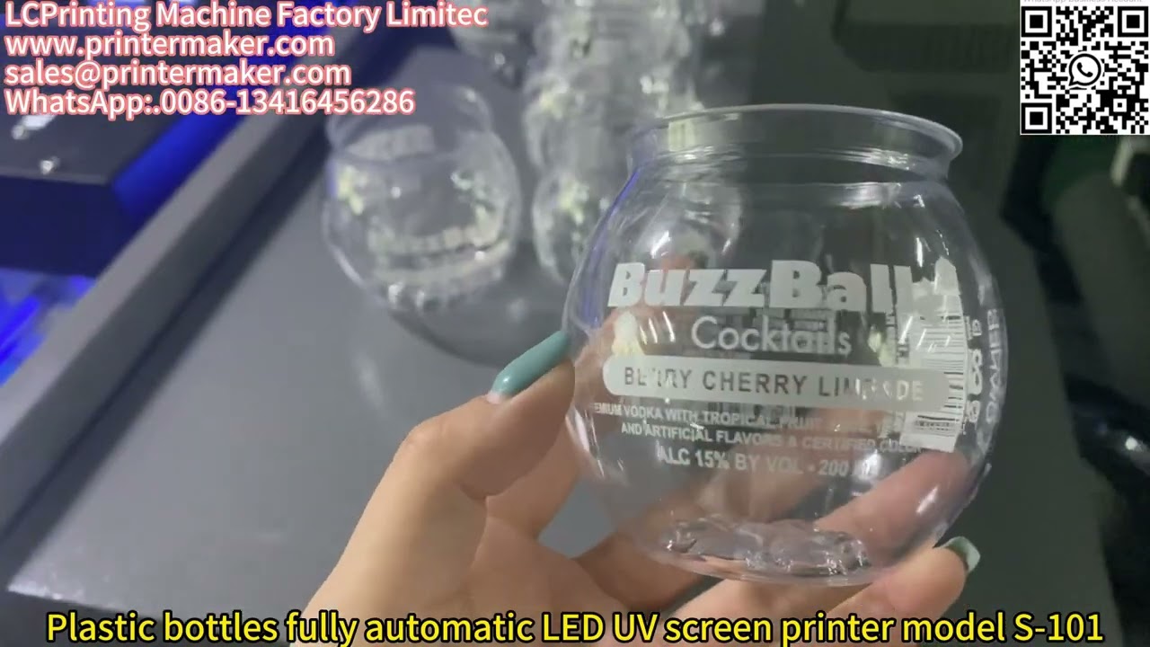Plastic bottles fully automatic LED UV screen printer model S-101