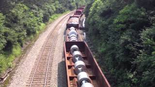 Police Escort Jawtooth To Film 2 Trains On Norfolk Southern Rathole! Train Strains On Hill Under Me!