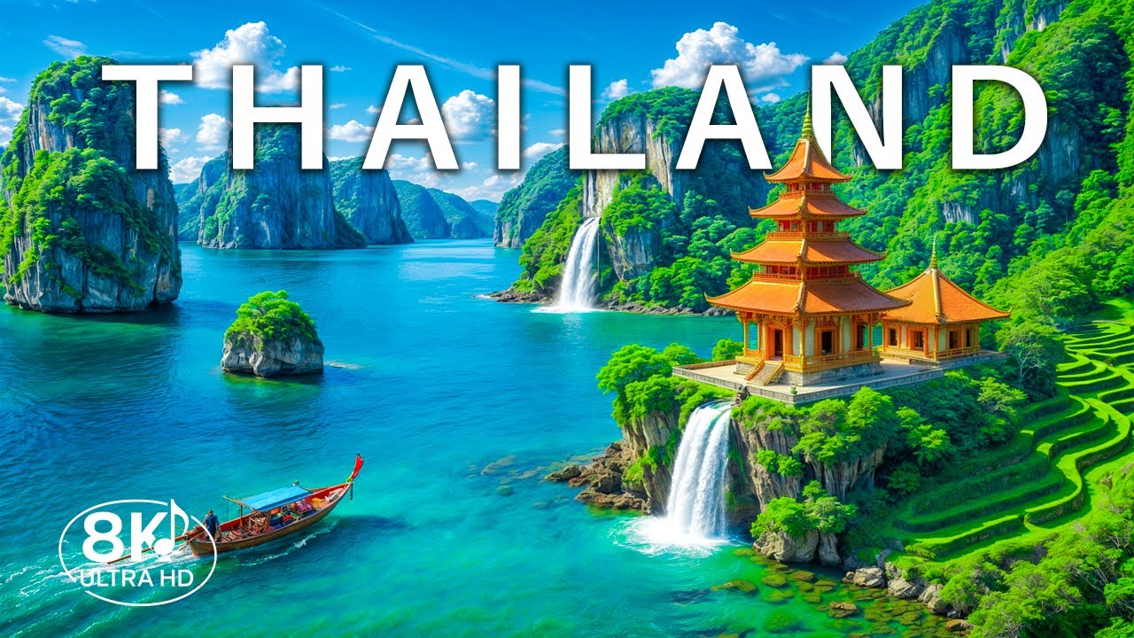 Таиланд 8K Расслабляющее фортепиано | Тропические острова, золотые храмы и живописные пейзажи