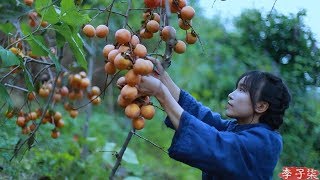 吊柿饼|It’s a red mountain, and in the fall, it’s natural to make some sweet persimmons.|Liziqi channe
