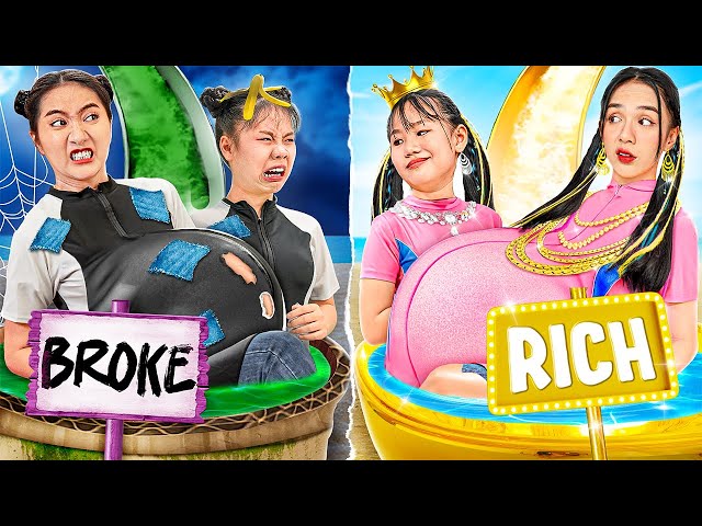 Rich Pregnant Vs Poor Pregnant At The Swimming Pool - Funny Stories About Baby Doll Family class=