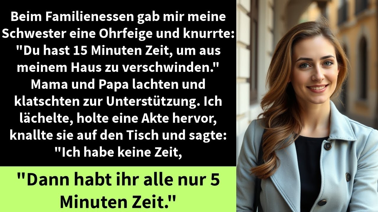 Beim Familienessen gab mir meine Schwester eine Ohrfeige und knurrte   Du hast 15 Minuten Zeit,