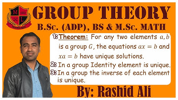 Group Theory,Lec_12, B.Sc.(ADP),B.S/M.Sc. Math.Solution of linear equations ax=b and xa=b is unique.
