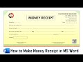 How to Make New Advance Money Receipt Bill Design Word | Cash Receipt Design in Microsoft Word 2021