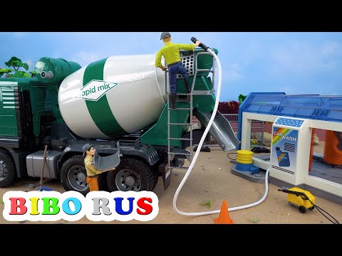 Бетономешалка История и Притворись играть автомойка с Bibo