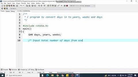 Write a C program to convert days into years, weeks and days.