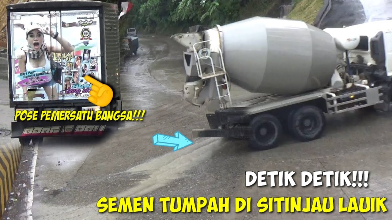 Detik Detik Semen Tumpah Dari Truk Molen  Di  Sitinjau Lauik 