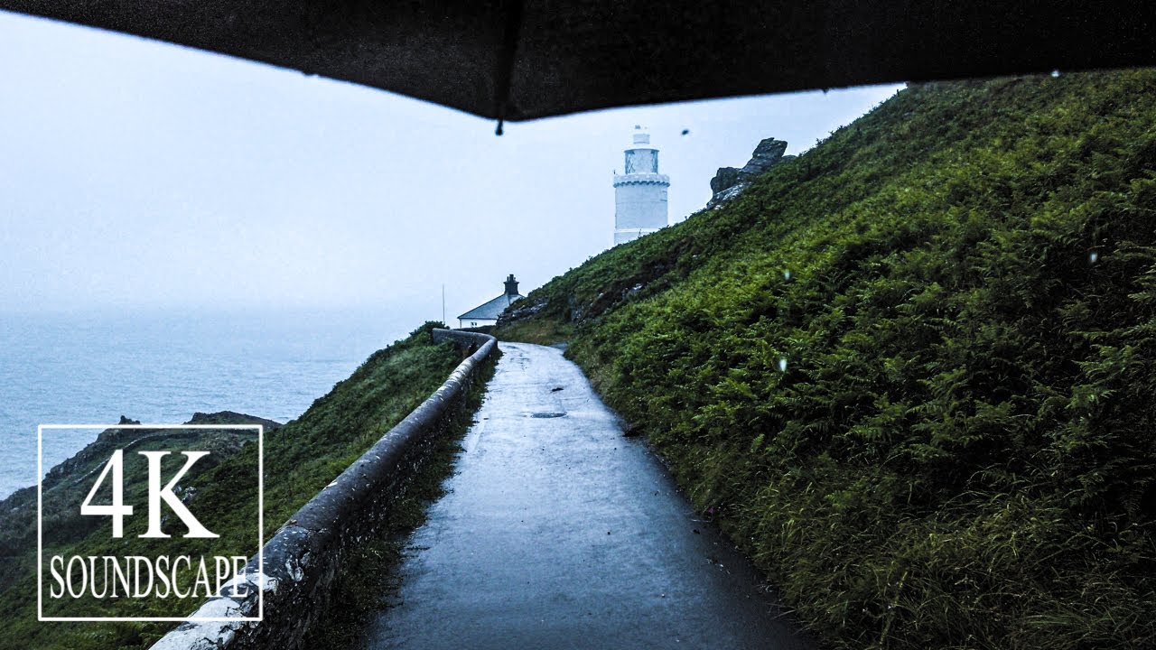 Coastal Rain Walk to Start Point Lighthouse | South Devon, UK | 4K SOUNDSCAPE