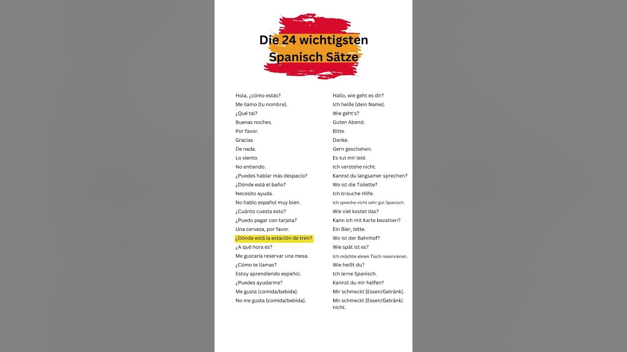 24 Spanisch Sätze, die du kennen musst shorts YouTube