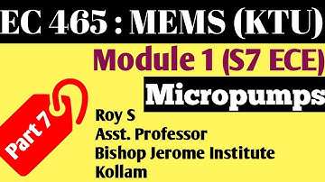 Module 1-Part 7| Micropumps | MEMS | KTU | S7ECE
