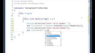 Part 2 - C# Tutorial - Taking User Input using Console Application