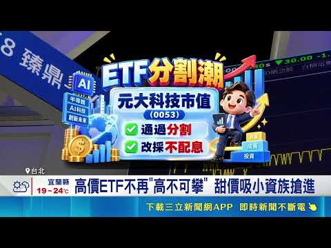 High-Priced ETFs Spark a Stock Split Wave! 0053 Drops Dividends to Go All-In on AI, Lower Entry B...