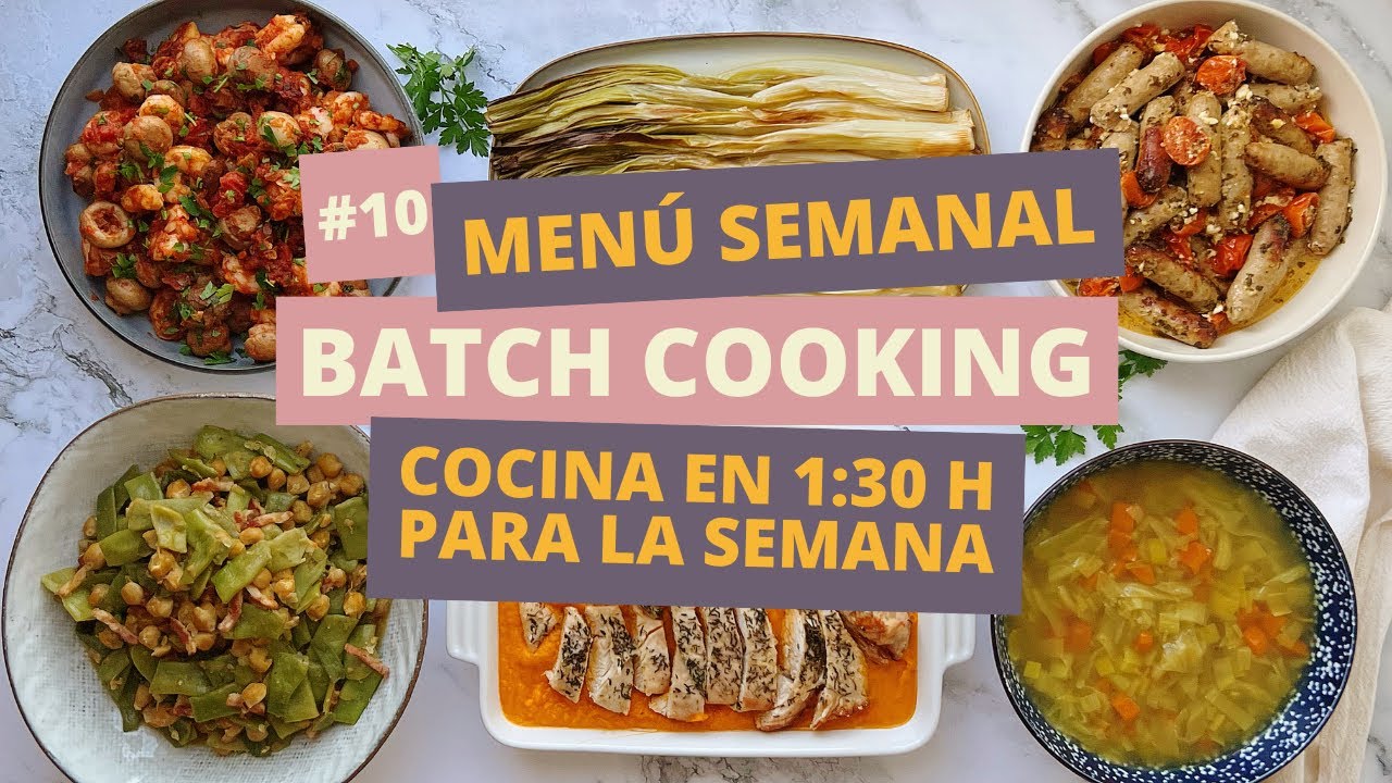 BATCH COOKING EN ESPAÑOL 🍲 Cocina en 1:30 h para la semana 👩🏻‍🍳 MENÚ SEMANAL 2/2 FEBRERO