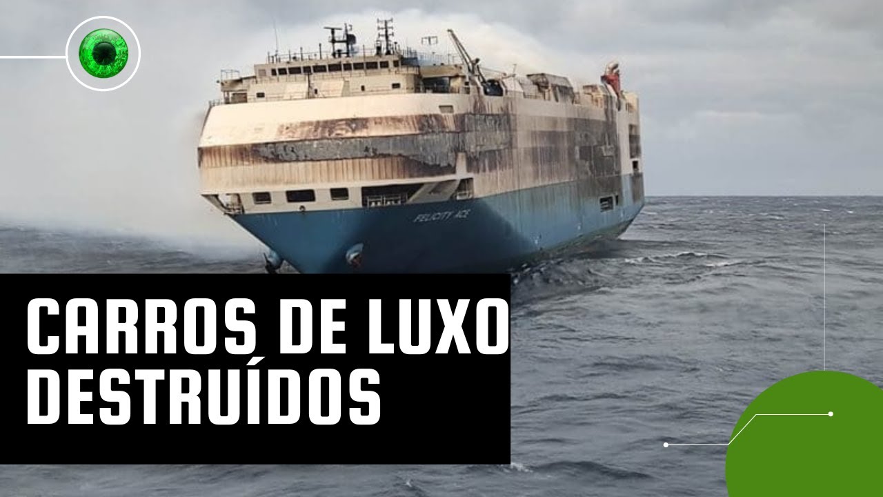 Navio que pegou fogo com 4 mil carros de luxo afunda no Oceano Atlântico