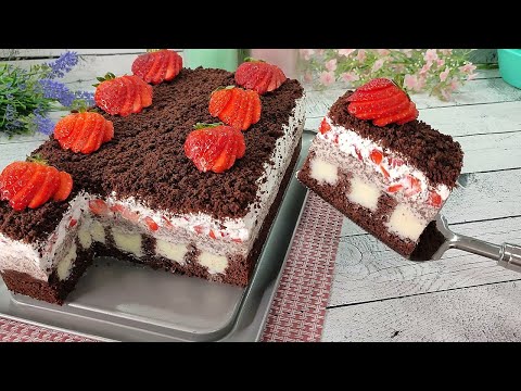 Видео: Восхитительный торт ДАЧНЫЙ! Нереально вкусный клубничный торт! Тает во рту! Без желатина!