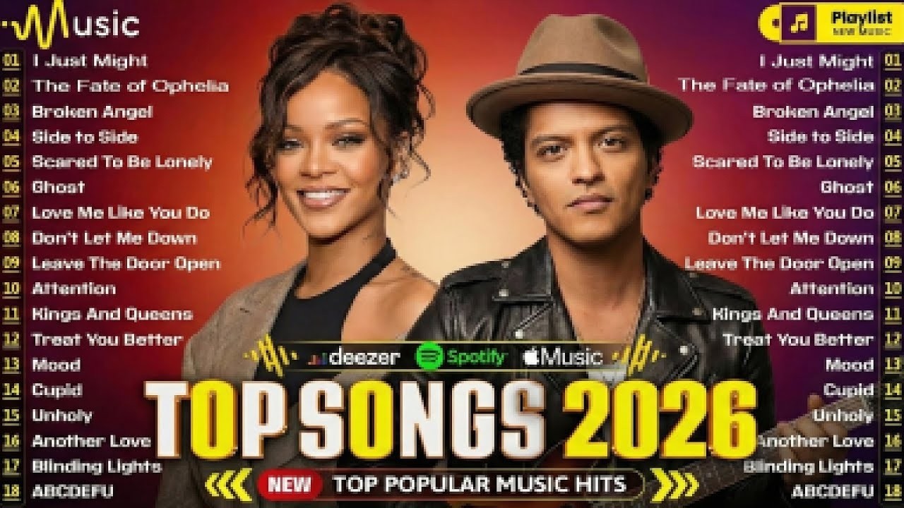 Justin Bieber, The Weeknd, Bruno Mars, Ed Sheeran, Maroon 5, Dua Lipa, Adele 🏝️ Pop Hits 2026