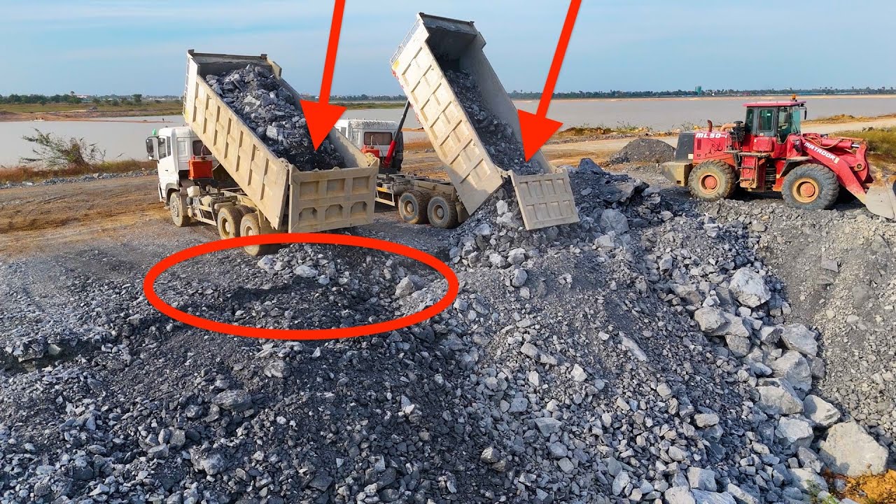 Full Video! Next activity project! Pour rocks into a large lake using a ...