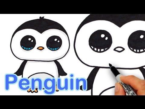 How to Draw a Cute Cartoon Penguin Easy step by step - YouTube