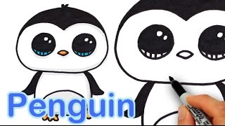 How to Draw a Cute Cartoon Penguin Easy step by step