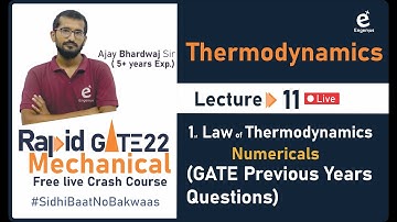 #Lec.11  || Thermodynamics || 1st Law GATE PYQs / ME Crash Course / Rapid GATE 22 / Engenius