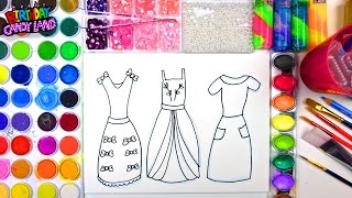 Coloring Page of Beautiful Dresses to Color Watercolor for Children to Learn Colors 3