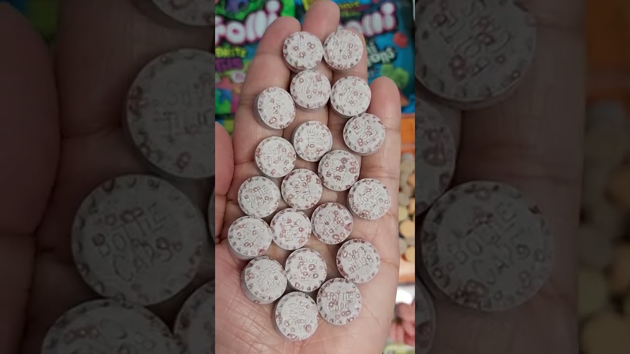 Grape Flavor Bottle Caps Soda Candy, more chocolates, mouth watering video 
