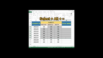 Excel tricks and tips how to Shortcut key calculate total mark in excel #excelshortcuts
