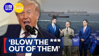 Trump threatens to hit Iran 'very hard again' and take over Strait of Hormuz | 9 News Australia