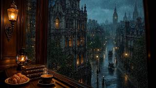 Inside an Old London Café | Rainy Victorian Street View | Dark Academia Music with Melancholic Piano screenshot 5