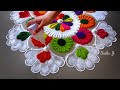 Very easy and attractive multicolored kolam for festivals | Rangoli by Sneha J |