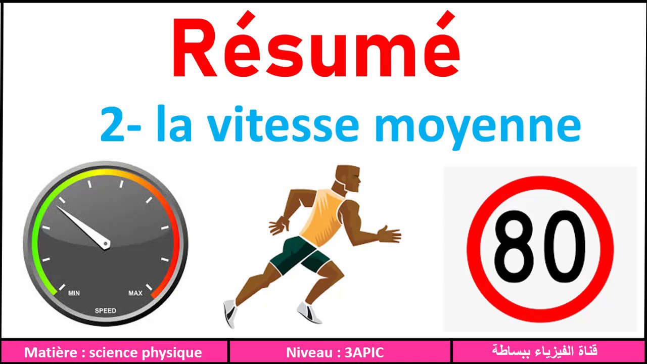 Résumé :la vitesse moyenne 3APIC تلخيص درس السرعة المتوسطة