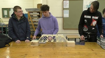 221111 Civil Engineering Students as SETU Carlow test balsa wood bridges