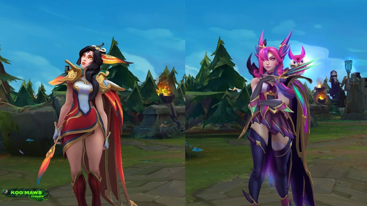 Brave Phoenix Xayah vs Star Guardian Xayah Skin MODEL comparison - YouTube