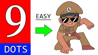 Turn 9 Dots Into Little Singham Drawing Easy - How To Draw Little Singham Pencil Drawing Outline