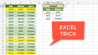 Excel Dynamic Filter & highlight cell