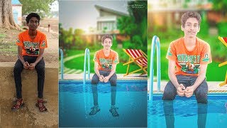 Photo manipulation tutorial | photoshop photo editing | swimming pool screenshot 1