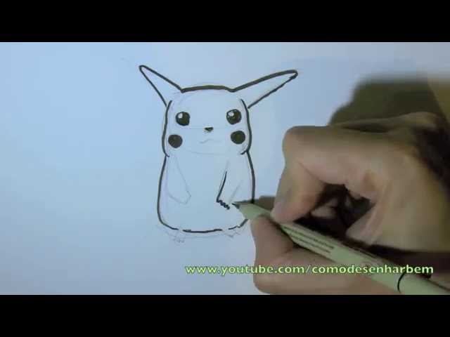 Como desenhar o Pokemon Pikachu passo a passo fácil 